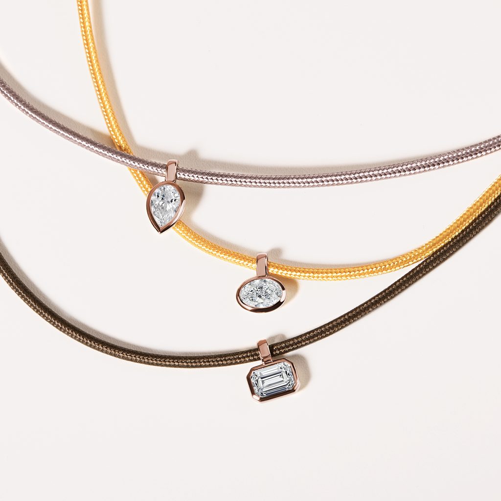 ANHÄNGER MIT 0,7 CT DIAMANT IN TROPFENFORM AUS ROSÉGOLD - MAGNETISCHE HALSKETTEN - KETTEN