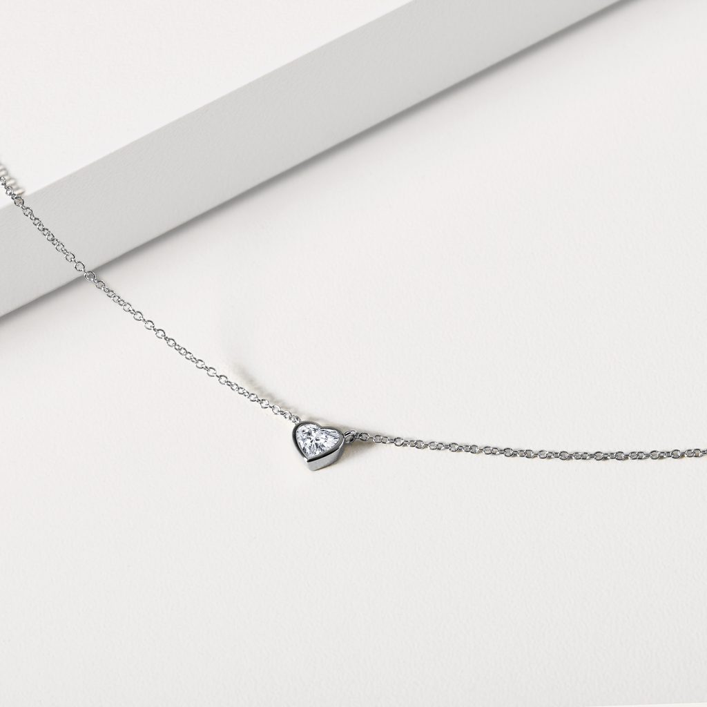 HALSKETTE MIT 0,30 CT HERZDIAMANT IN WEISSGOLD - KETTEN MIT DIAMANTEN - KETTEN
