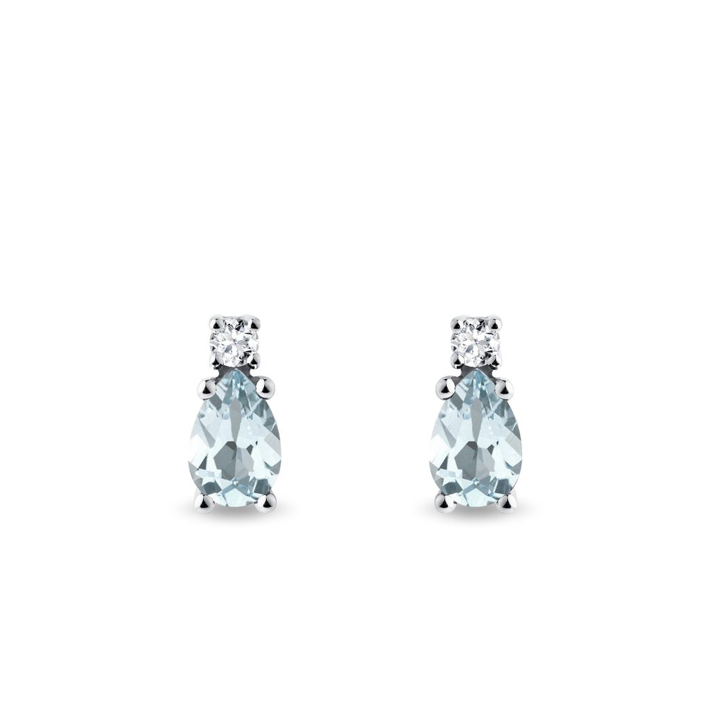 Aquamarine and diamond earrings in white gold AQUAMARINE AND DIAMOND EARRINGS IN WHITE GOLD - AQUAMARINE EARRINGS - EARRINGS