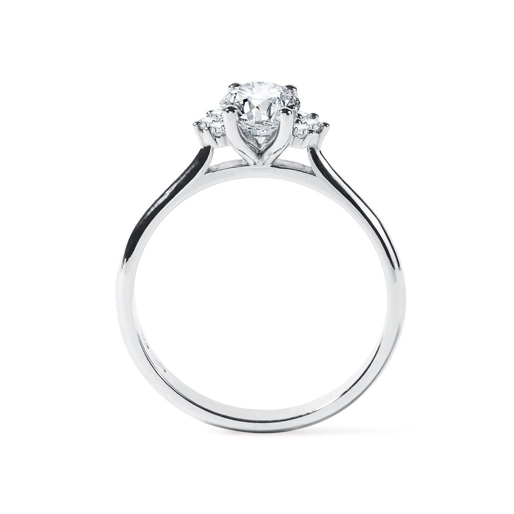 WHITE GOLD OVAL DIAMOND RING WITH SIDE DIAMONDS - DIAMOND ENGAGEMENT RINGS - ENGAGEMENT RINGS