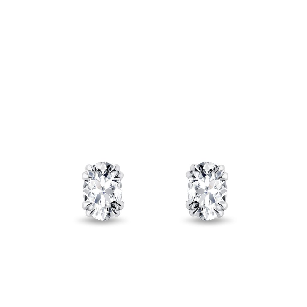 White Gold Oval Diamond Studs WHITE GOLD OVAL DIAMOND STUDS - DIAMOND STUD EARRINGS - EARRINGS