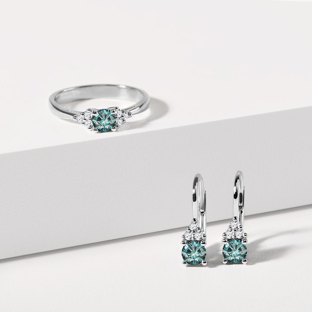 OHRRINGE MIT BLAUEN DIAMANTEN IN WEISSGOLD - OHRRINGE DIAMANT - OHRRINGE