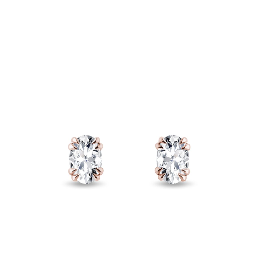 Rose Gold Oval Diamond Studs ROSE GOLD OVAL DIAMOND STUDS - DIAMOND STUD EARRINGS - EARRINGS