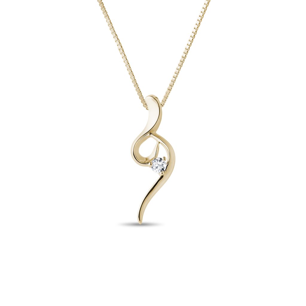 Elegant Gold Necklace with a Diamond ELEGANT GOLD NECKLACE WITH A DIAMOND - DIAMOND NECKLACES - NECKLACES
