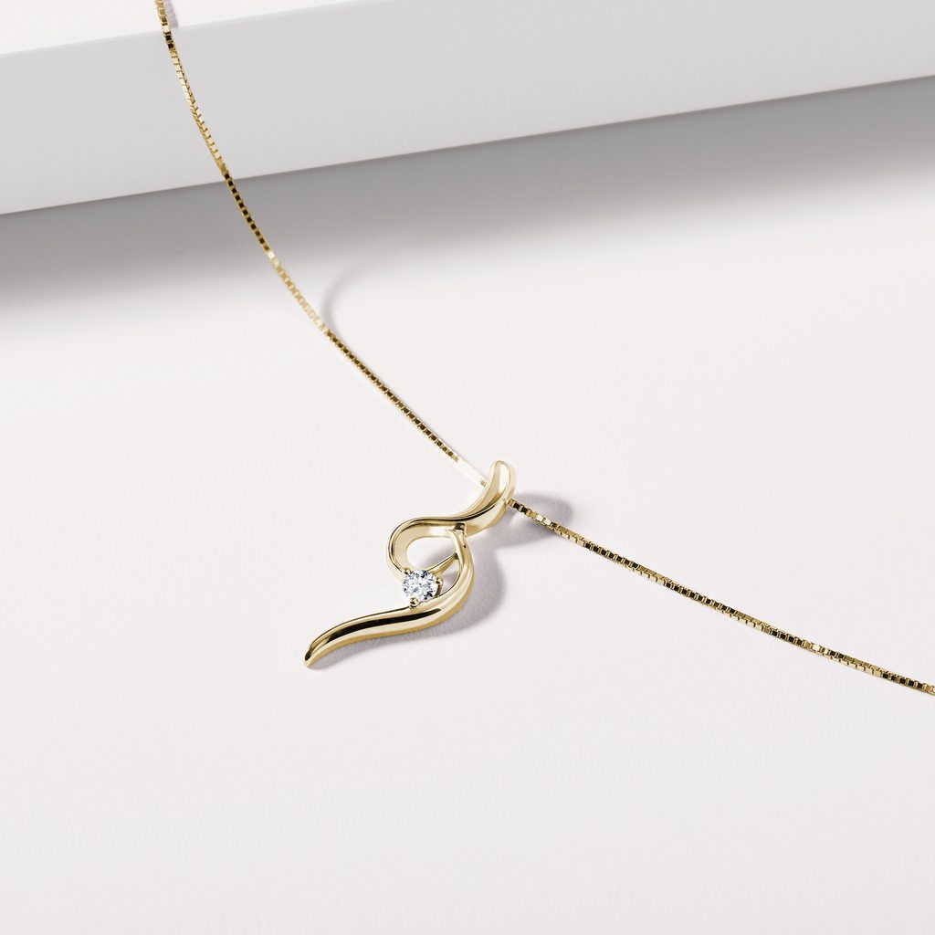 ELEGANT GOLD NECKLACE WITH A DIAMOND - DIAMOND NECKLACES - NECKLACES