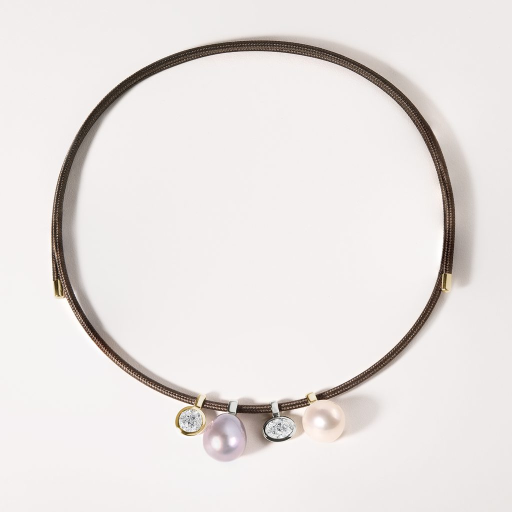 ANHÄNGER MIT MING-PERLE IN 14-KARÄTIGEM WEISSGOLD - MAGNETISCHE HALSKETTEN - KETTEN