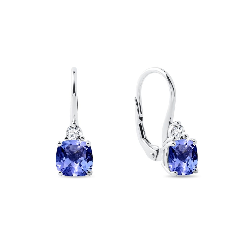 Tanzanite and Diamond Earrings in White Gold TANZANITE AND DIAMOND EARRINGS IN WHITE GOLD - TANZANITE EARRINGS - EARRINGS