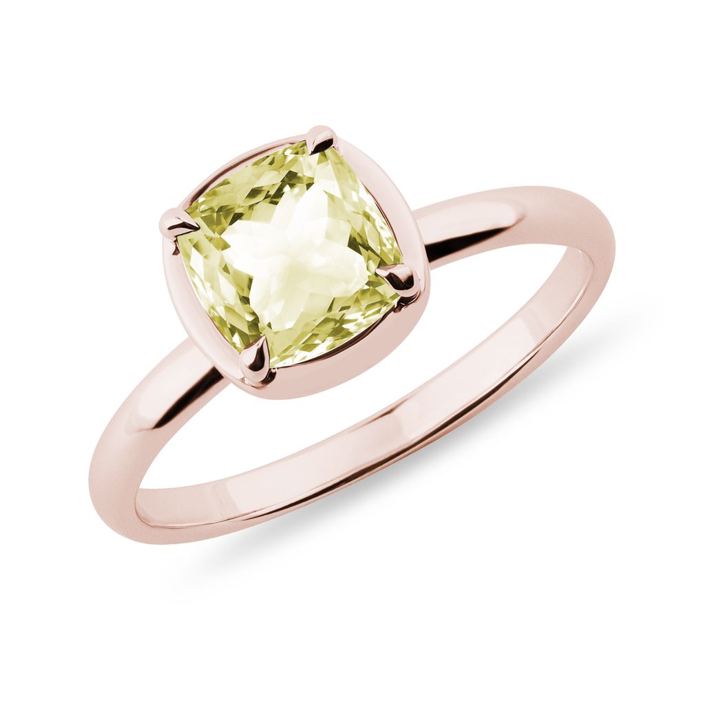 Bague en or rose avec quartz citron BAGUE EN OR ROSE AVEC QUARTZ CITRON - BAGUES AVEC GEMMES - BAGUES