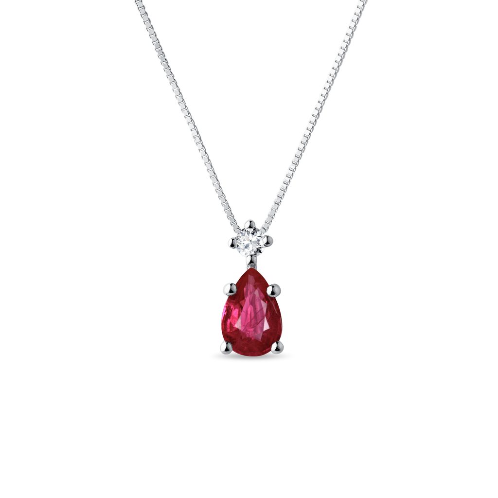 Ruby Necklace and Brilliant in White Gold RUBY NECKLACE AND BRILLIANT IN WHITE GOLD - RUBY NECKLACES - NECKLACES