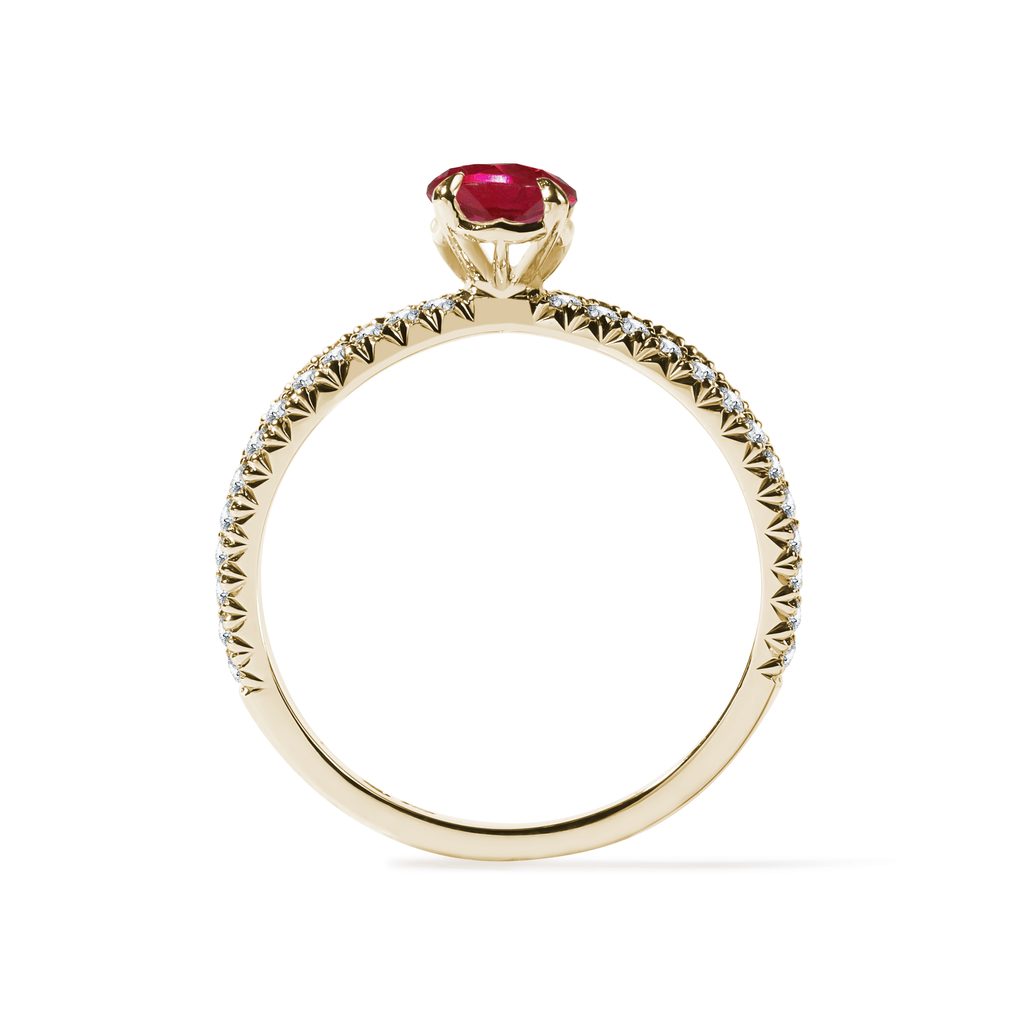 LUXE RUBY AND DIAMOND RING IN 14K GOLD - RUBY ENGAGEMENT RINGS - ENGAGEMENT RINGS