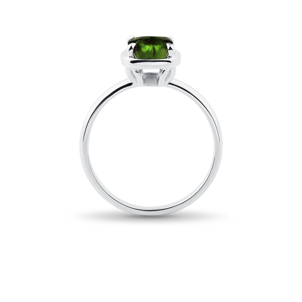 PRSTEŇ Z BIELEHO ZLATA S VLTAVÍNOM - PRSTENE VLTAVÍN - PRSTENE