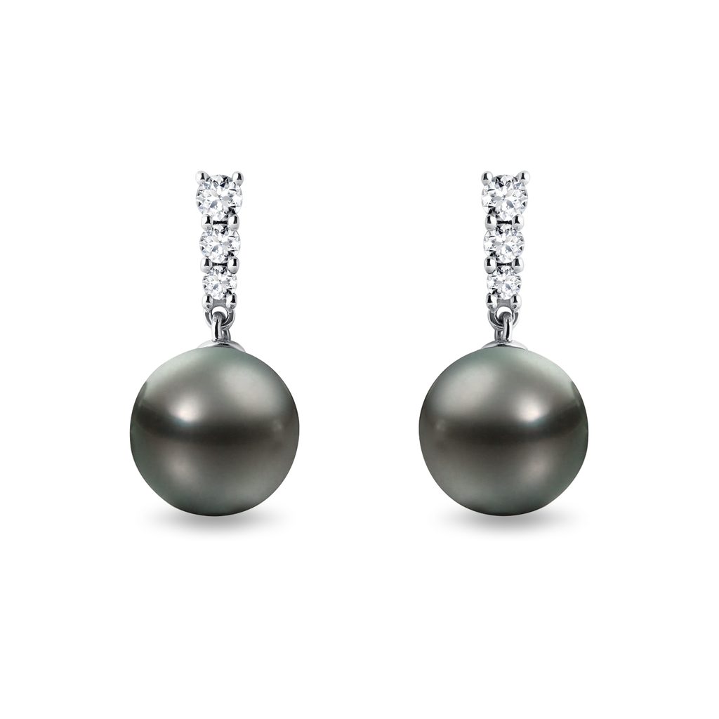 Weißgoldene Ohrringe mit Tahitiperle WEISSGOLDENE OHRRINGE MIT TAHITIPERLE - PERLEN OHRRINGE - PERLEN