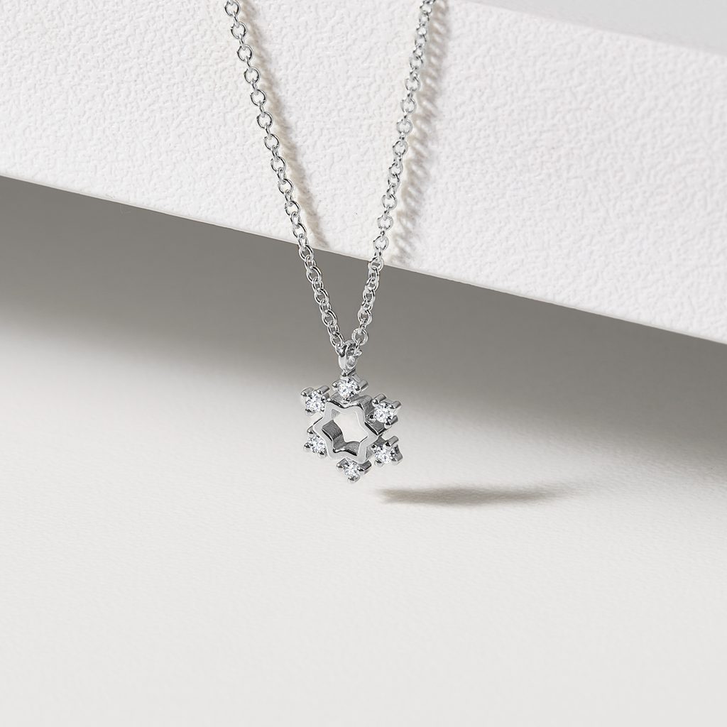 KINDERKETTE MIT SCHNEEFLOCKE AUS 14-KARÄTIGEM WEISSGOLD - KINDER KETTEN - KETTEN