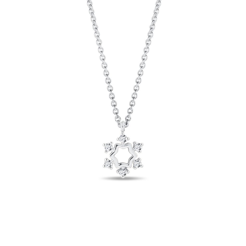 Kinderkette mit Schneeflocke aus 14-karätigem Weißgold KINDERKETTE MIT SCHNEEFLOCKE AUS 14-KARÄTIGEM WEISSGOLD - KINDER KETTEN - KETTEN