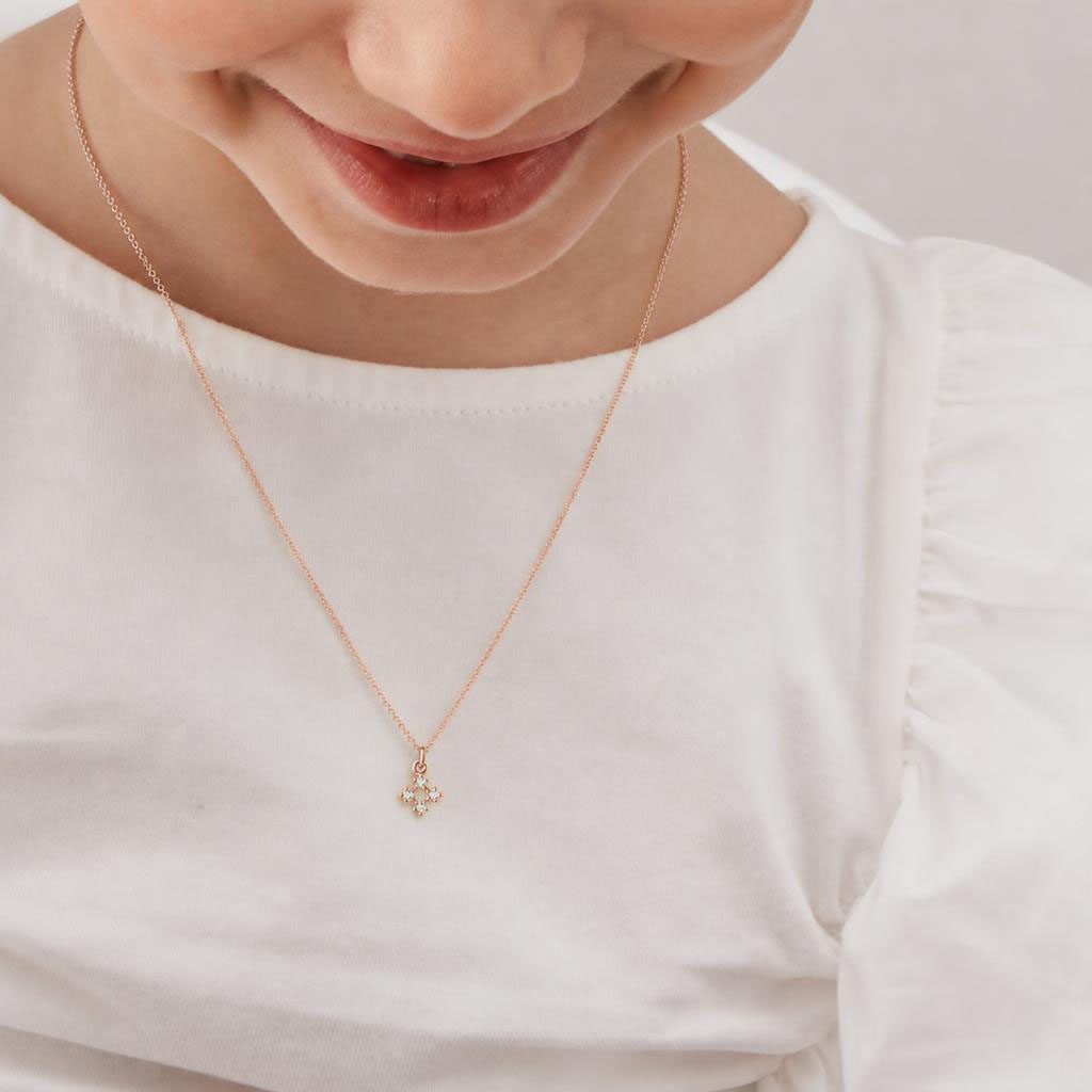SCHNEEFLOCKENANHÄNGER FÜR KINDER MIT DIAMANTEN IN ROSÉGOLD - KINDER ANHÄNGER - KETTEN