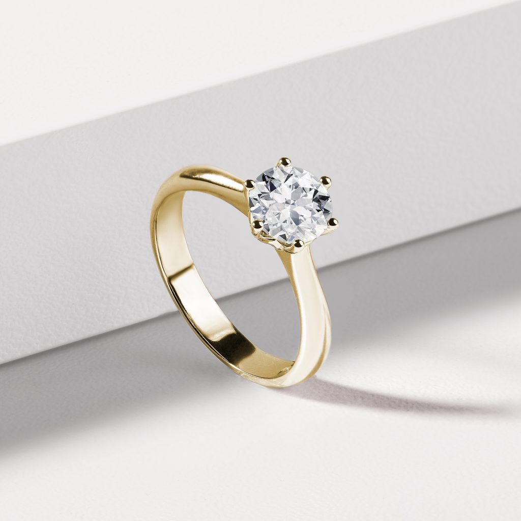 1 CARAT NATURAL DIAMOND RING IN YELLOW GOLD - BRILLIANT CUT DIAMOND ENGAGEMENT RINGS - ENGAGEMENT RINGS
