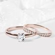 DIAMOND ENGAGEMENT RING SET MADE OF ROSE GOLD - ENGAGEMENT AND WEDDING MATCHING SETS - ENGAGEMENT RINGS