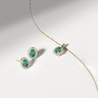YELLOW GOLD EARRINGS WITH TWO EMERALDS AND DIAMONDS - EMERALD EARRINGS - EARRINGS