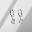 BOUCLES D'OREILLES D'OR BLANC AVEC AIGUES-MARINES ET DIAMANTS - BOUCLES D'OREILLES EN AIGUE-MARINE - BOUCLES D'OREILLES