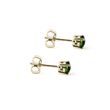 ROUND MOLDAVITE STUD EARRINGS IN YELLOW GOLD - MOLDAVITE EARRINGS - EARRINGS