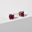 STUD EARRINGS WITH RHODOLITES IN ROSE GOLD - GEMSTONE EARRINGS - EARRINGS