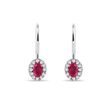 BOUCLES D'OREILLES EN OR BLANC AVEC RUBIS OVALE ET DIAMANTS - BOUCLES D'OREILLES EN RUBIS - BOUCLES D'OREILLES