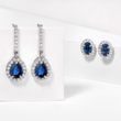 FINE WHITE GOLD EARRINGS WITH SAPPHIRES AND DIAMONDS - SAPPHIRE EARRINGS - EARRINGS