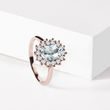 ROSE GOLD RING WITH AQUAMARINE AND DIAMONDS - AQUAMARINE RINGS - RINGS