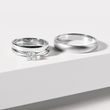 HIS AND HERS SHINY AND SATIN WHITE GOLD WEDDING RING SET - WHITE GOLD WEDDING SETS - WEDDING RINGS