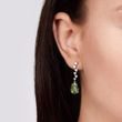 EARRINGS WITH BRILLIANTS AND MOLDAVITE IN WHITE GOLD - MOLDAVITE EARRINGS - EARRINGS