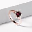 GARNET AND DIAMOND RING IN ROSE GOLD - GARNET RINGS - RINGS