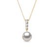 AKOYA PEARL AND DIAMOND PENDANT NECKLACE IN YELLOW GOLD - PEARL PENDANTS - PEARL JEWELRY
