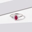 WHITE GOLD RING WITH OVAL RUBY AND DIAMONDS - RUBY RINGS - RINGS