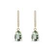 GREEN AMETHYST AND DIAMOND EARRINGS IN YELLOW GOLD - AMETHYST EARRINGS - EARRINGS