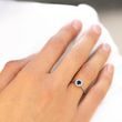 BLUE SAPPHIRE AND DIAMOND HALO RING IN WHITE GOLD - SAPPHIRE RINGS - RINGS