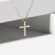 DIAMOND CROSS NECKLACE IN YELLOW GOLD - DIAMOND NECKLACES - NECKLACES
