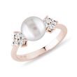 PEARL AND DIAMOND RING IN 14K ROSE GOLD - PEARL RINGS - PEARL JEWELRY