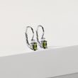 OVAL MOLDAVITE AND DIAMOND EARRINGS IN WHITE GOLD - MOLDAVITE EARRINGS - EARRINGS