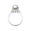 AKOYA PEARL AND DIAMOND RING IN WHITE GOLD - PEARL RINGS - PEARL JEWELRY