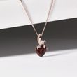 GARNET HEART NECKLACE WITH DIAMONDS IN ROSE GOLD - GARNET NECKLACES - NECKLACES
