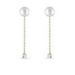 PEARL AND DIAMOND CHAIN EARRINGS IN 14K GOLD - PEARL EARRINGS - PEARL JEWELRY