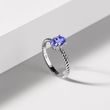 BAGUE EN OR BLANC AVEC TANZANITE OVALE - BAGUES EN TANZANITE - BAGUES