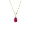 OVAL RUBY AND DIAMOND GOLD NECKLACE - RUBY NECKLACES - NECKLACES