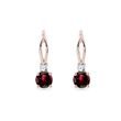 BOUCLES D'OREILLES EN OR ROSE AVEC GRENAT ET DIAMANTS - BOUCLES D'OREILLES EN GRENAT - BOUCLES D'OREILLES