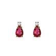 BOUCLES D'OREILLES EN OR AVEC DIAMANTS ET RUBIS - BOUCLES D'OREILLES EN RUBIS - BOUCLES D'OREILLES