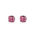 PUCES D'OREILLES EN OR ROSE AVEC TOURMALINES - BOUCLES D'OREILLES EN TOURMALINE - BOUCLES D'OREILLES