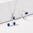 OVAL SAPPHIRE AND DIAMOND WHITE GOLD HALO STUD EARRINGS - SAPPHIRE EARRINGS - EARRINGS