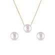 PEARL EARRING AND NECKLACE SET IN YELLOW GOLD - PEARL SETS - PEARL JEWELRY