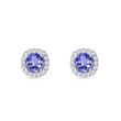 DIAMOND EARRINGS WITH TANZANITES IN WHITE GOLD - TANZANITE EARRINGS - EARRINGS