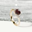 HEART SHAPED GARNET AND DIAMOND RING IN GOLD - GARNET RINGS - RINGS